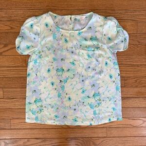 LC Lauren Conrad Floral Blouse - Pastel Green and Blue